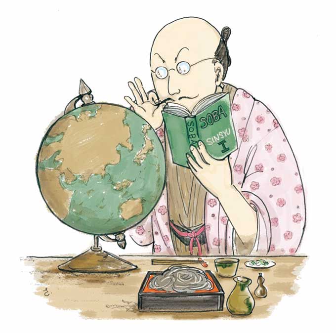 第一回そば博覧会のためのイラスト「そばの伝播」